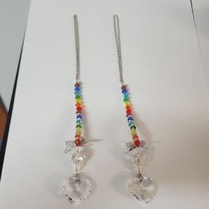 Colorful Beaded Heart Suncatchers